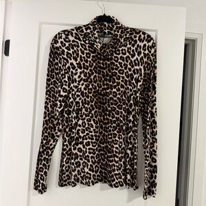 Leopard Print Long Sleeve Turtleneck Top